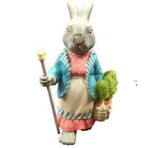 Dept 56 Easter Hideaway Hollow "Carrot Patch" Bunny Rabbit with Walking Stick